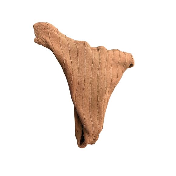 HUNZA G Virginia Nile Ribbed Bikini Bottom Swimwear Resort Beach Brown One Size - Picture 2 of 8